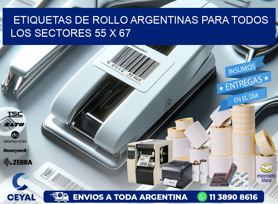 Etiquetas de Rollo Argentinas para Todos los Sectores 55 x 67