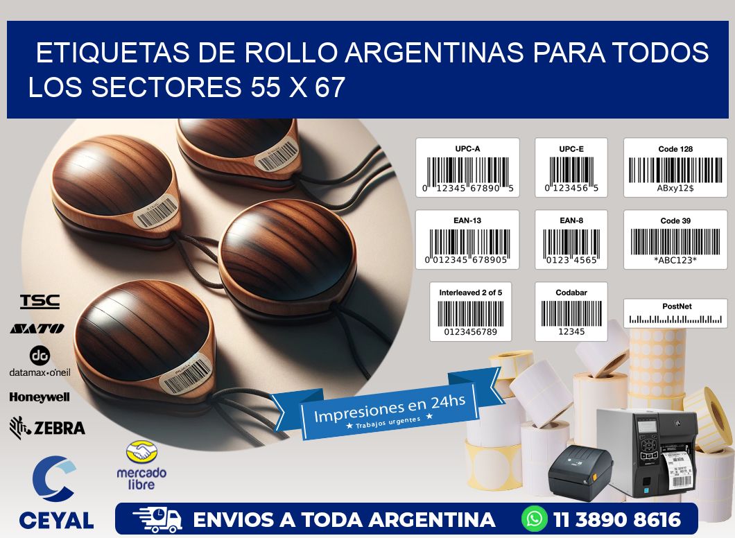 Etiquetas de Rollo Argentinas para Todos los Sectores 55 x 67