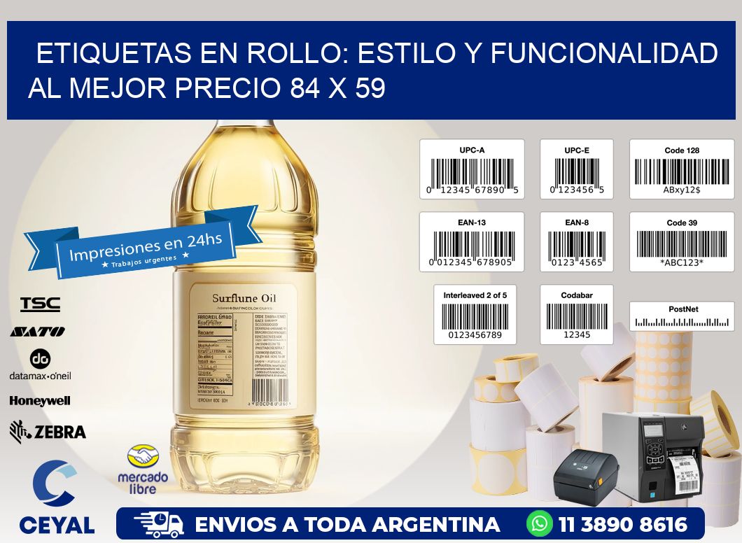 Etiquetas en Rollo: Estilo y Funcionalidad al Mejor Precio 84 x 59