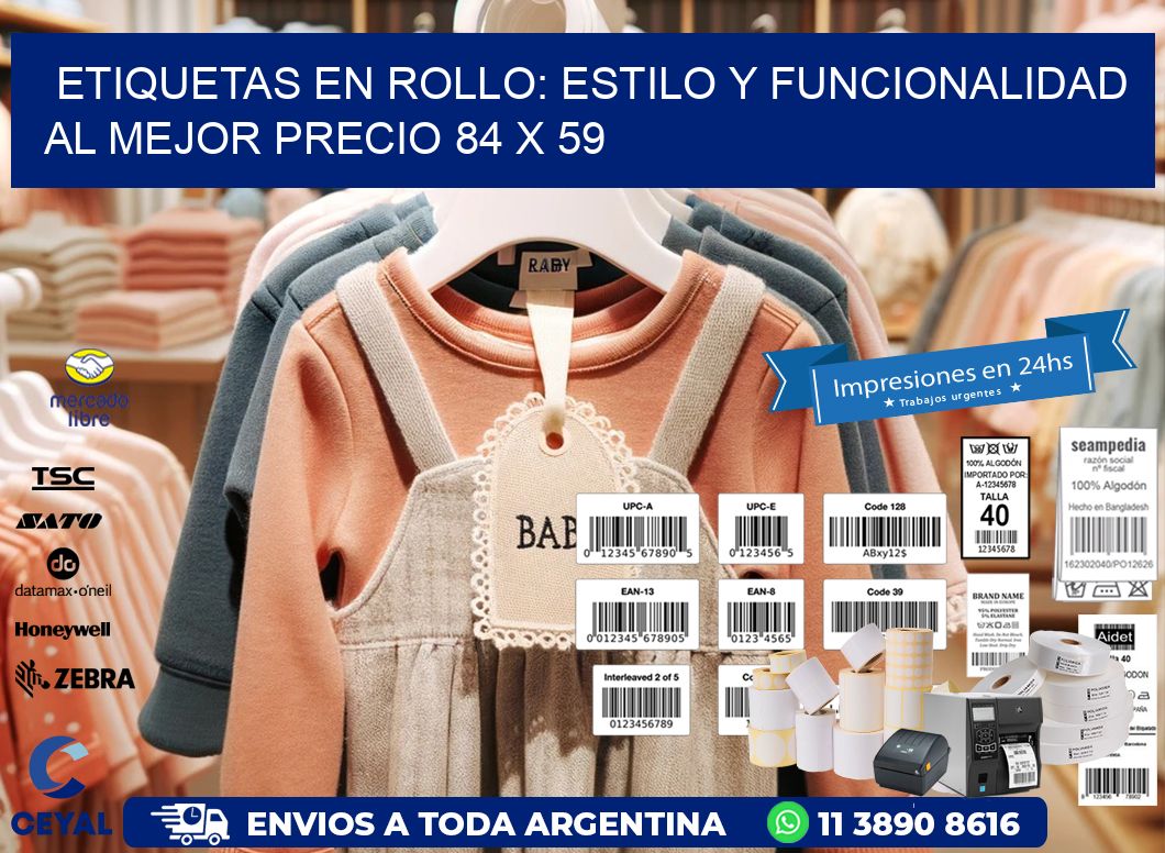 Etiquetas en Rollo: Estilo y Funcionalidad al Mejor Precio 84 x 59