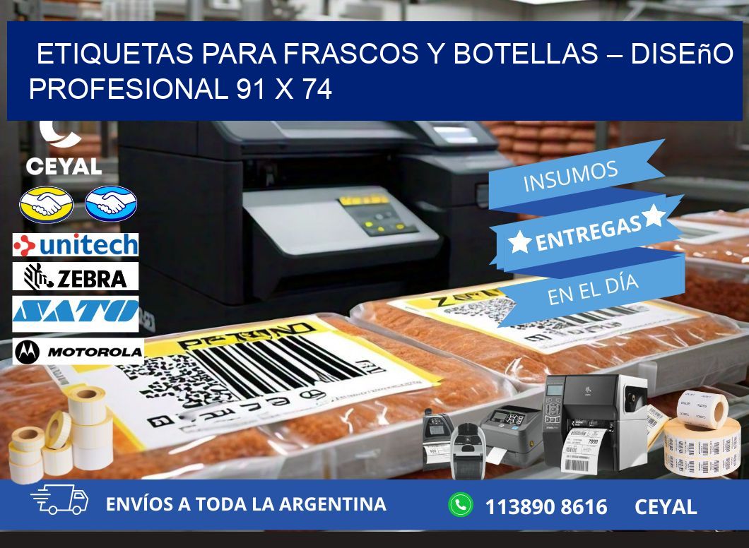 Etiquetas para frascos y botellas – Diseño profesional 91 x 74