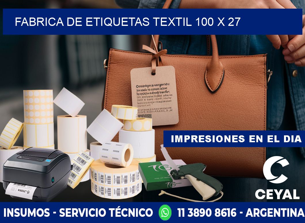 FABRICA DE ETIQUETAS TEXTIL 100 x 27