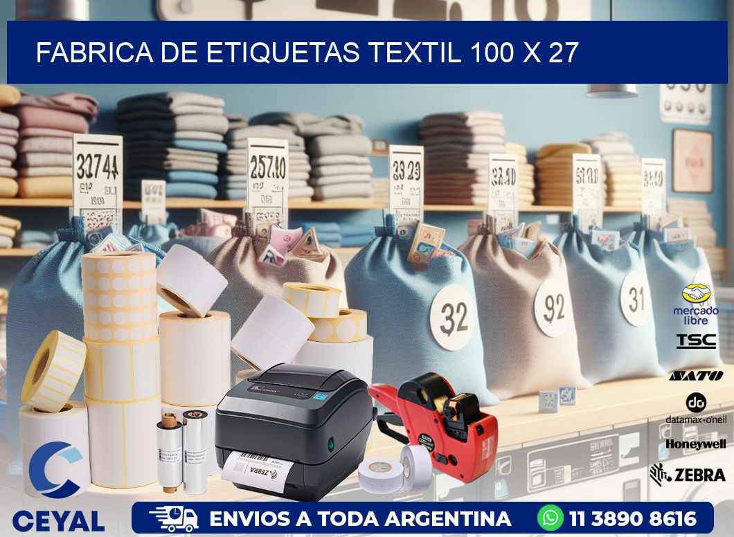 FABRICA DE ETIQUETAS TEXTIL 100 x 27