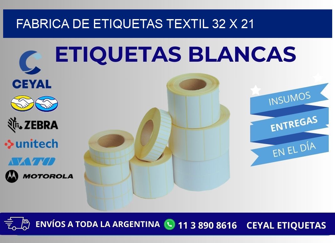 FABRICA DE ETIQUETAS TEXTIL 32 x 21