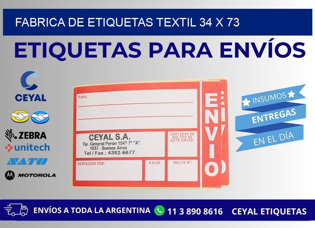 FABRICA DE ETIQUETAS TEXTIL 34 x 73