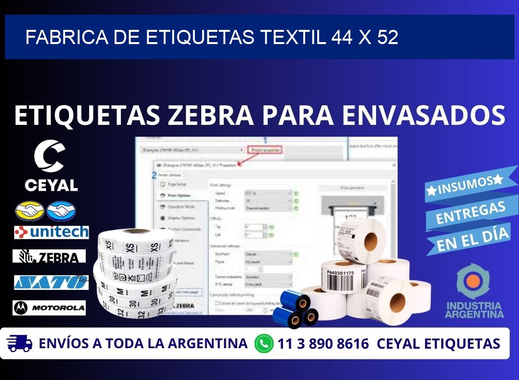 FABRICA DE ETIQUETAS TEXTIL 44 x 52