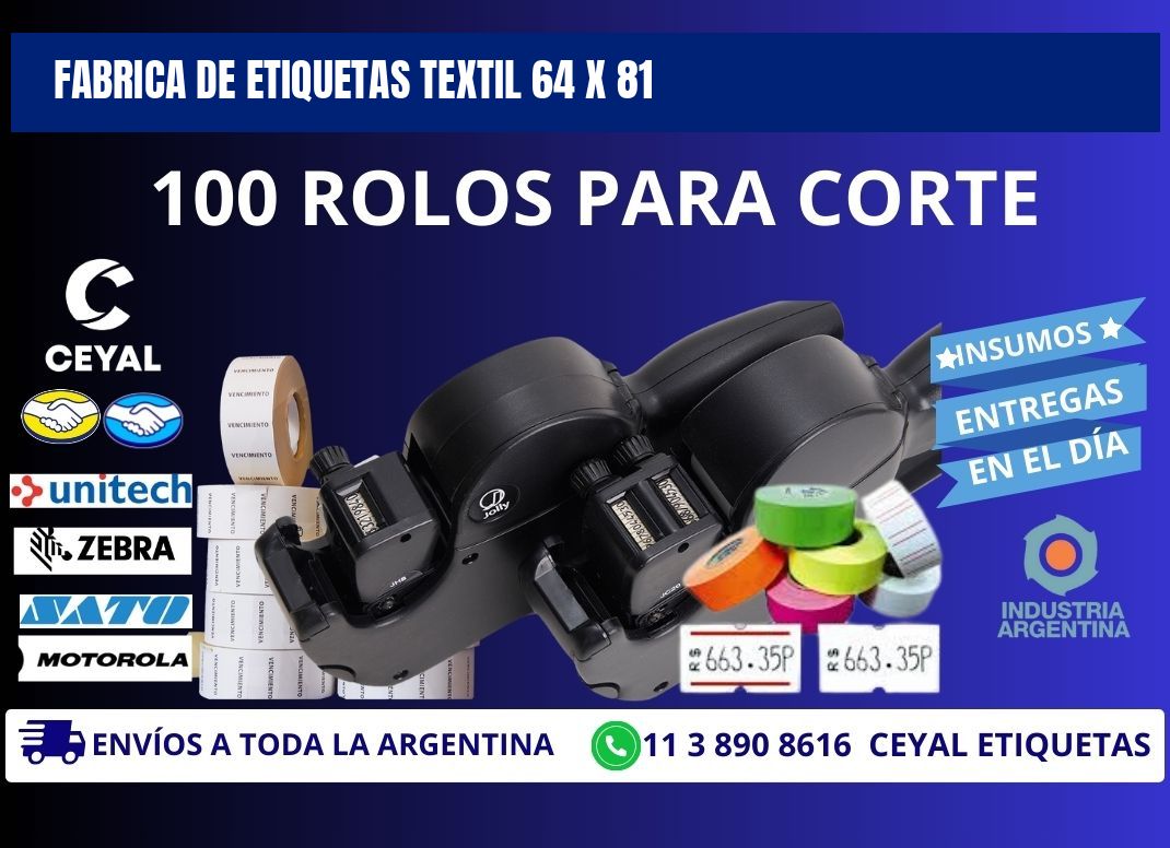 FABRICA DE ETIQUETAS TEXTIL 64 x 81