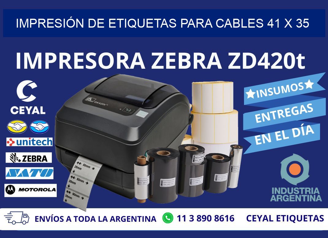 IMPRESIÓN DE ETIQUETAS PARA CABLES 41 x 35