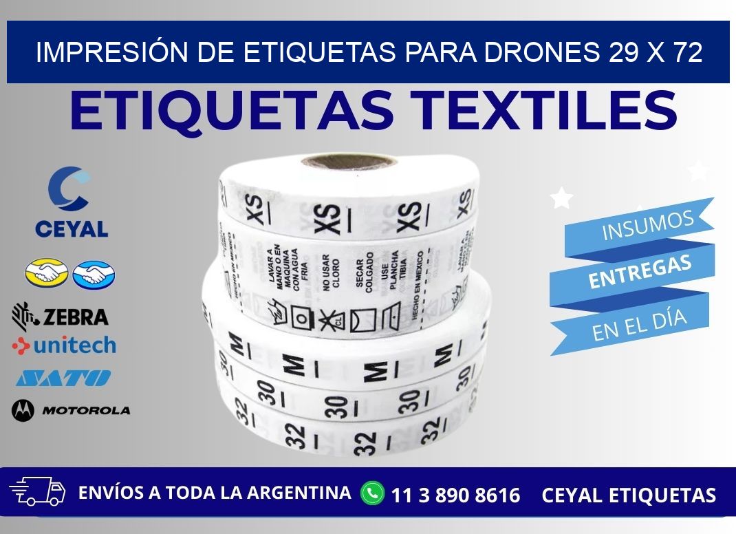 IMPRESIÓN DE ETIQUETAS PARA DRONES 29 x 72