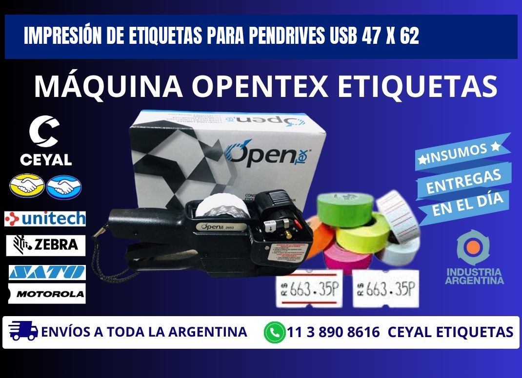 IMPRESIÓN DE ETIQUETAS PARA PENDRIVES USB 47 x 62