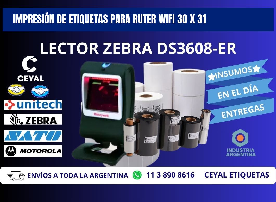 IMPRESIÓN DE ETIQUETAS PARA RUTER WIFI 30 x 31