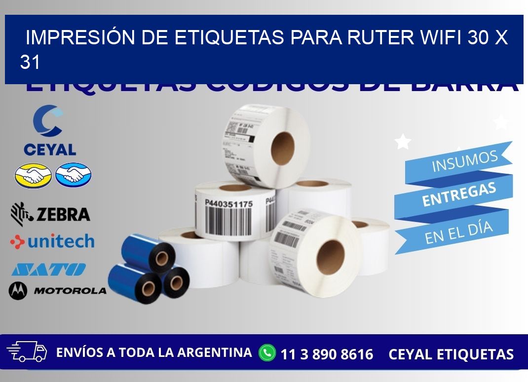 IMPRESIÓN DE ETIQUETAS PARA RUTER WIFI 30 x 31