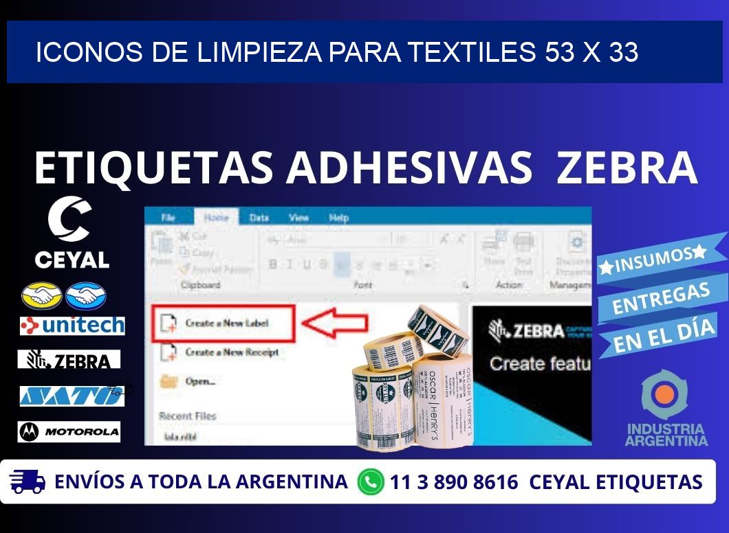 Iconos de Limpieza para Textiles 53 x 33