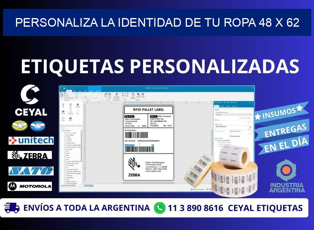 Personaliza la Identidad de Tu Ropa 48 x 62