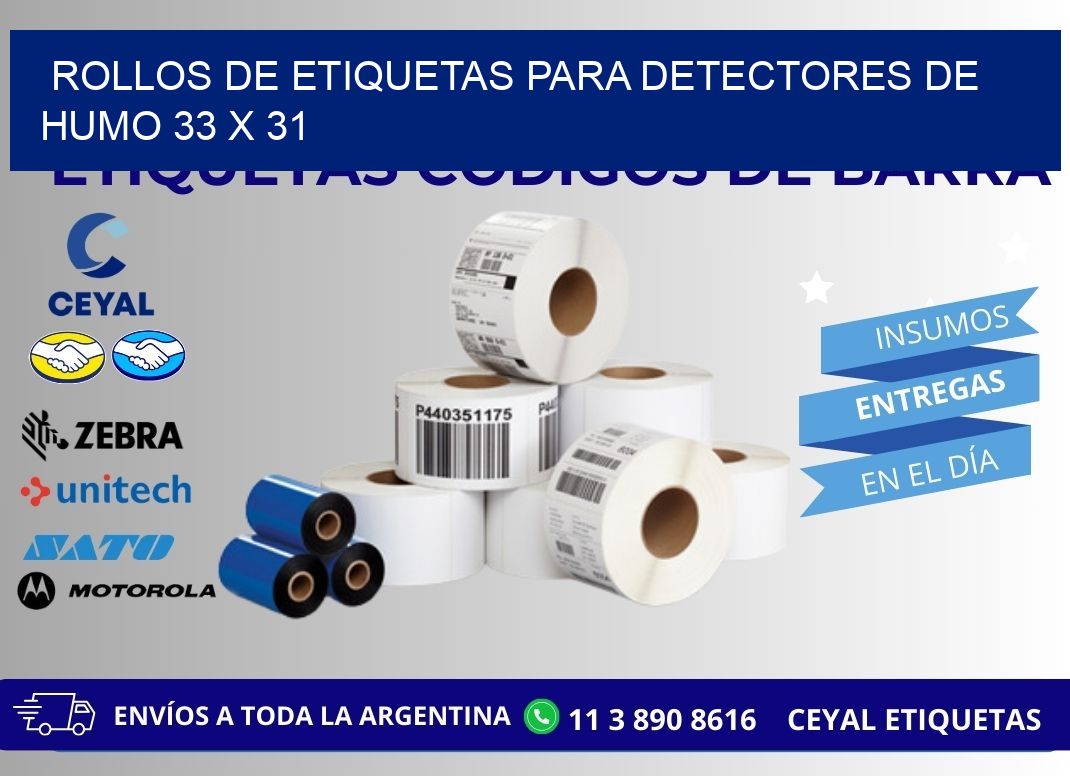 ROLLOS DE ETIQUETAS PARA DETECTORES DE HUMO 33 x 31