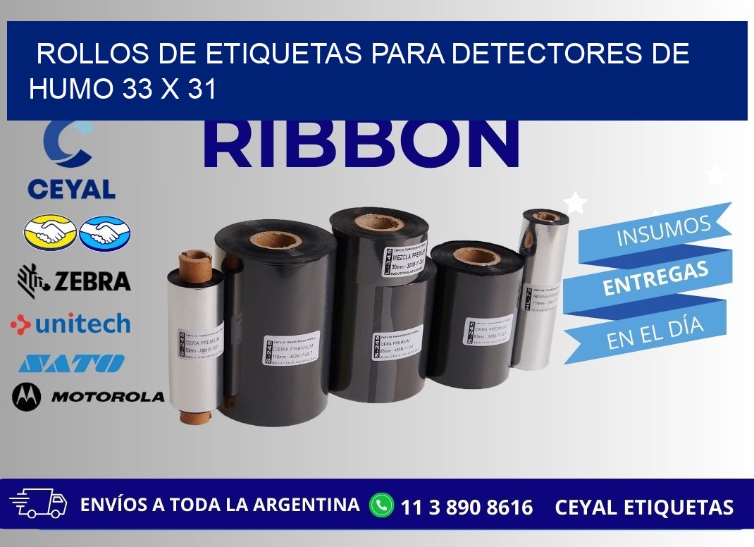 ROLLOS DE ETIQUETAS PARA DETECTORES DE HUMO 33 x 31