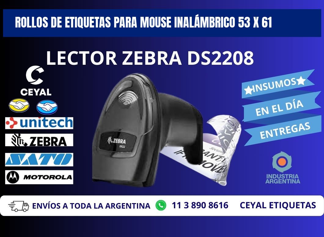 ROLLOS DE ETIQUETAS PARA MOUSE INALÁMBRICO 53 x 61