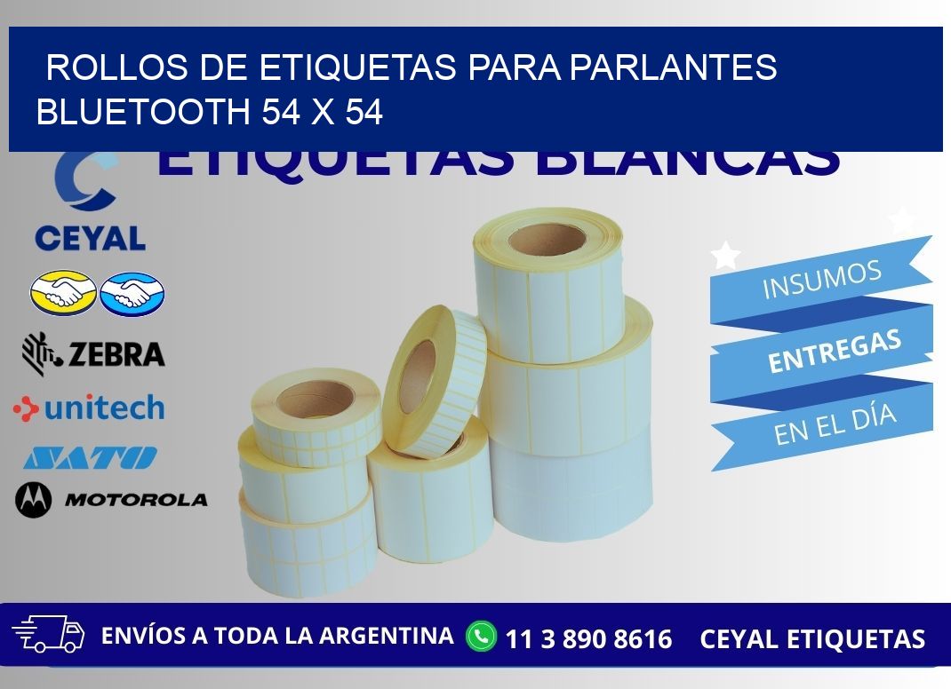 ROLLOS DE ETIQUETAS PARA PARLANTES BLUETOOTH 54 x 54