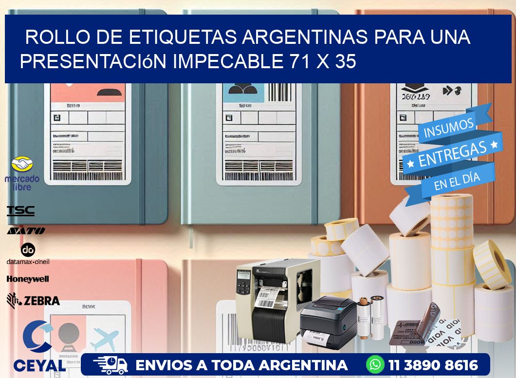 Rollo de Etiquetas Argentinas para una Presentación Impecable 71 x 35