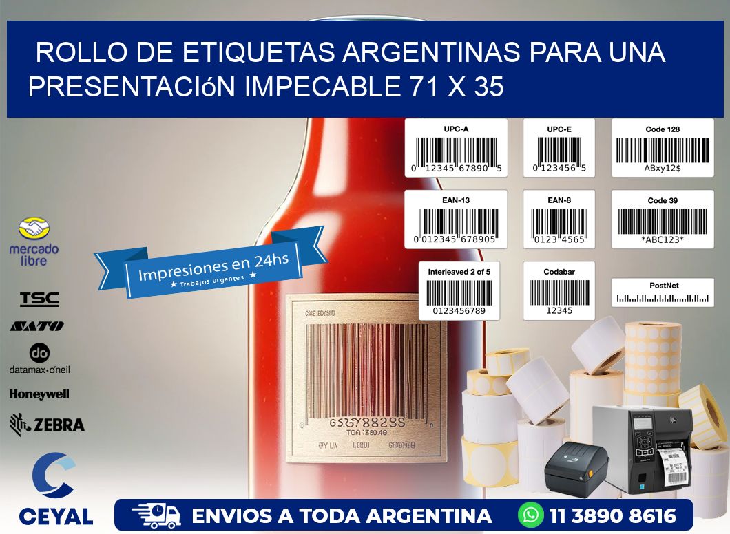 Rollo de Etiquetas Argentinas para una Presentación Impecable 71 x 35