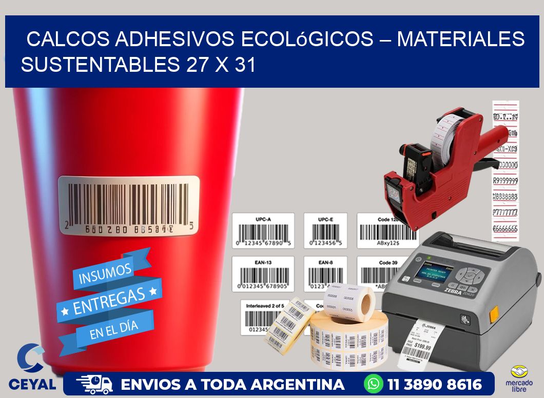 Calcos Adhesivos Ecológicos – Materiales Sustentables 27 x 31