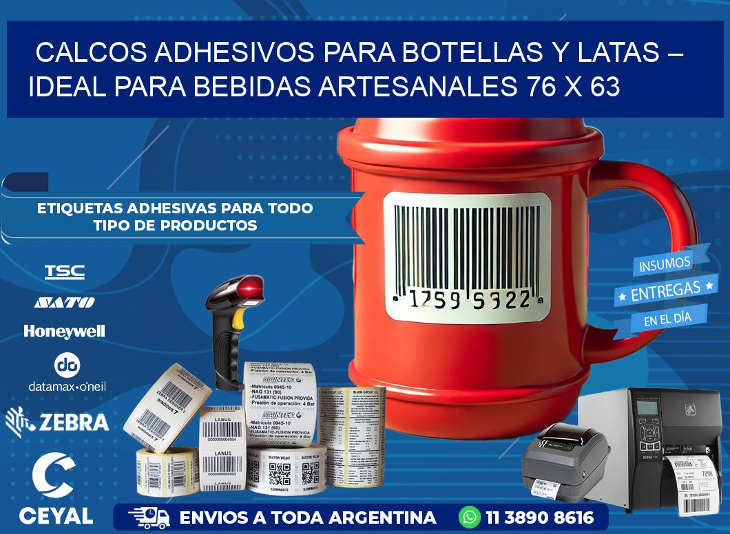 Calcos Adhesivos para Botellas y Latas – Ideal para Bebidas Artesanales 76 x 63