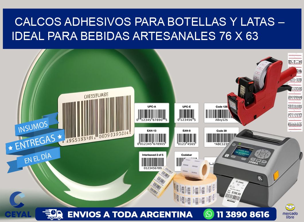 Calcos Adhesivos para Botellas y Latas – Ideal para Bebidas Artesanales 76 x 63