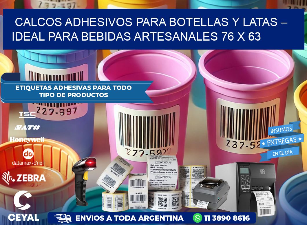 Calcos Adhesivos para Botellas y Latas – Ideal para Bebidas Artesanales 76 x 63