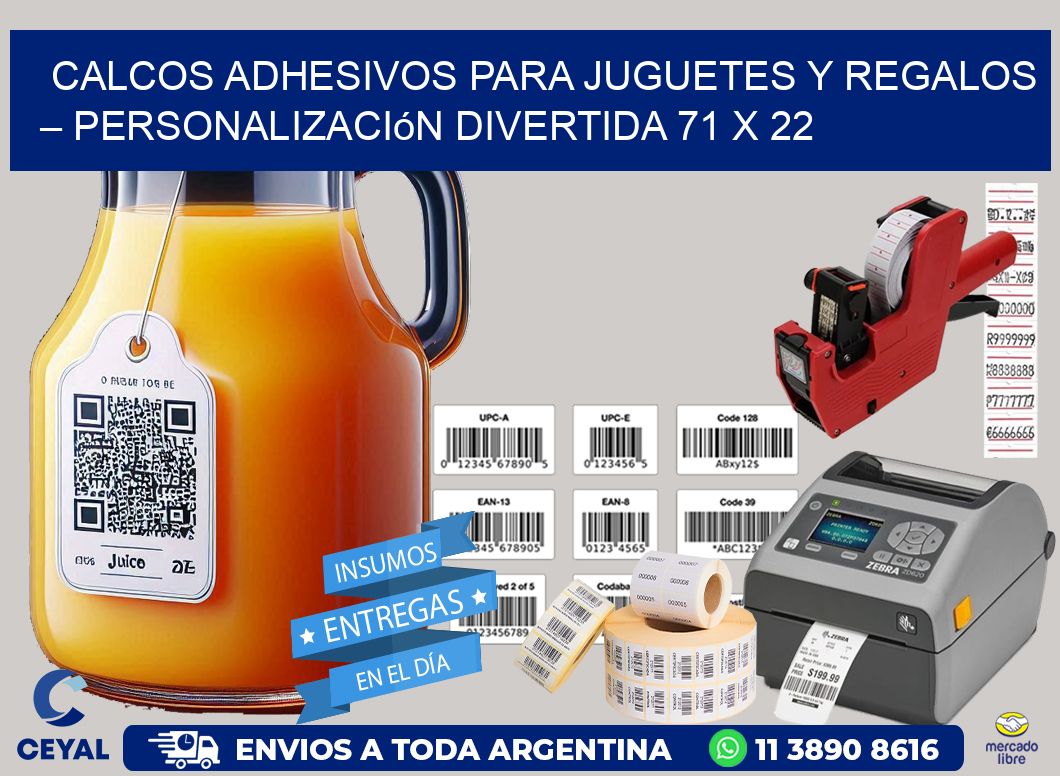 Calcos Adhesivos para Juguetes y Regalos – Personalización Divertida 71 x 22