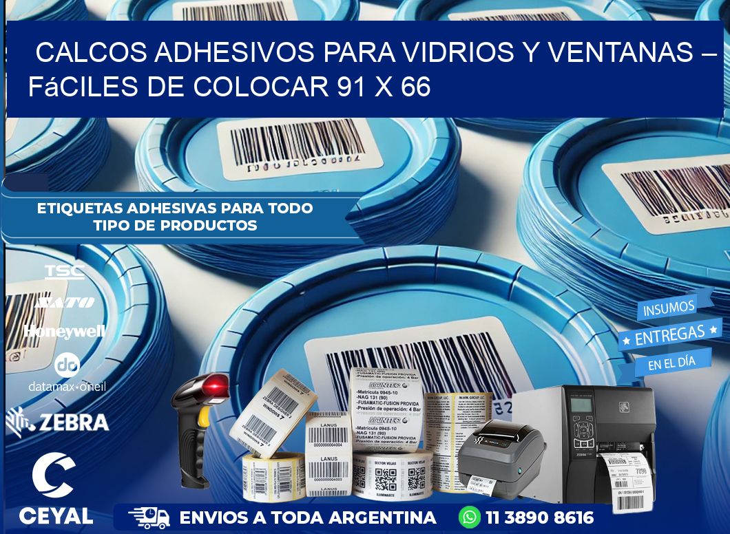 Calcos Adhesivos para Vidrios y Ventanas – Fáciles de Colocar 91 x 66