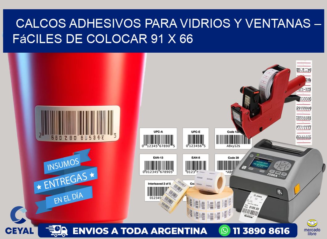 Calcos Adhesivos para Vidrios y Ventanas – Fáciles de Colocar 91 x 66