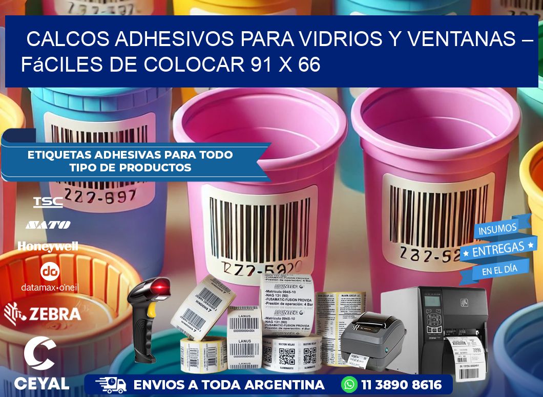 Calcos Adhesivos para Vidrios y Ventanas – Fáciles de Colocar 91 x 66