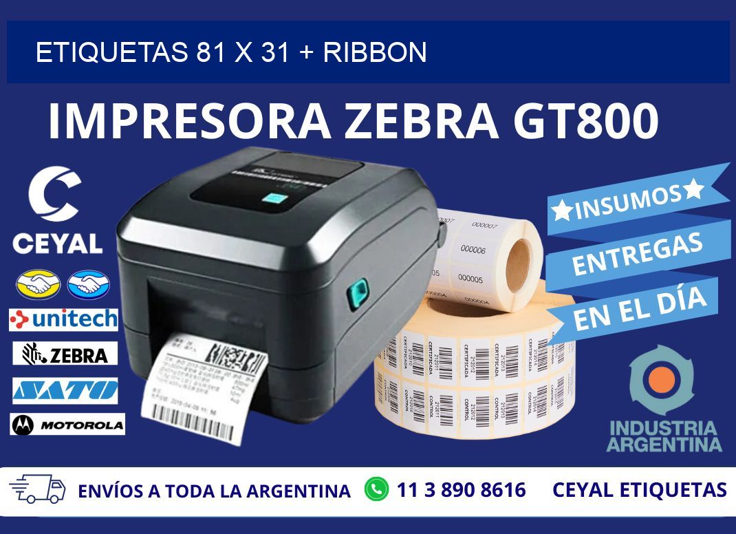 ETIQUETAS 81 x 31 + RIBBON