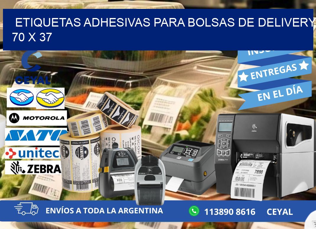 ETIQUETAS ADHESIVAS PARA BOLSAS DE DELIVERY 70 x 37