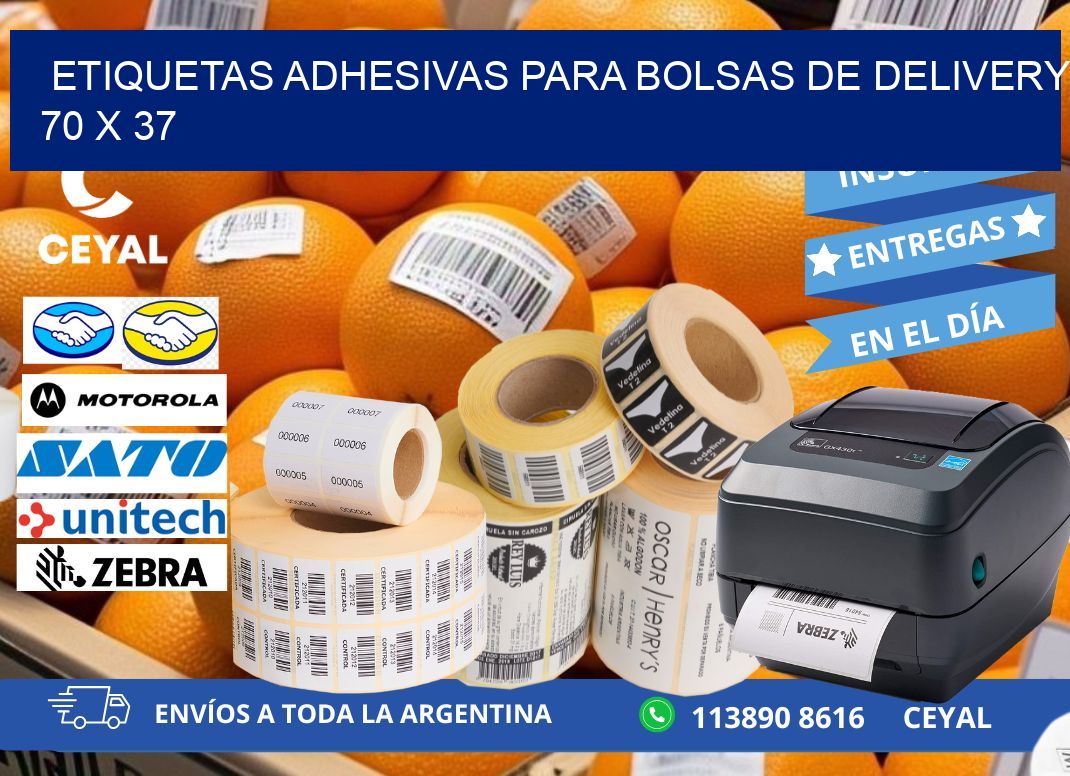 ETIQUETAS ADHESIVAS PARA BOLSAS DE DELIVERY 70 x 37