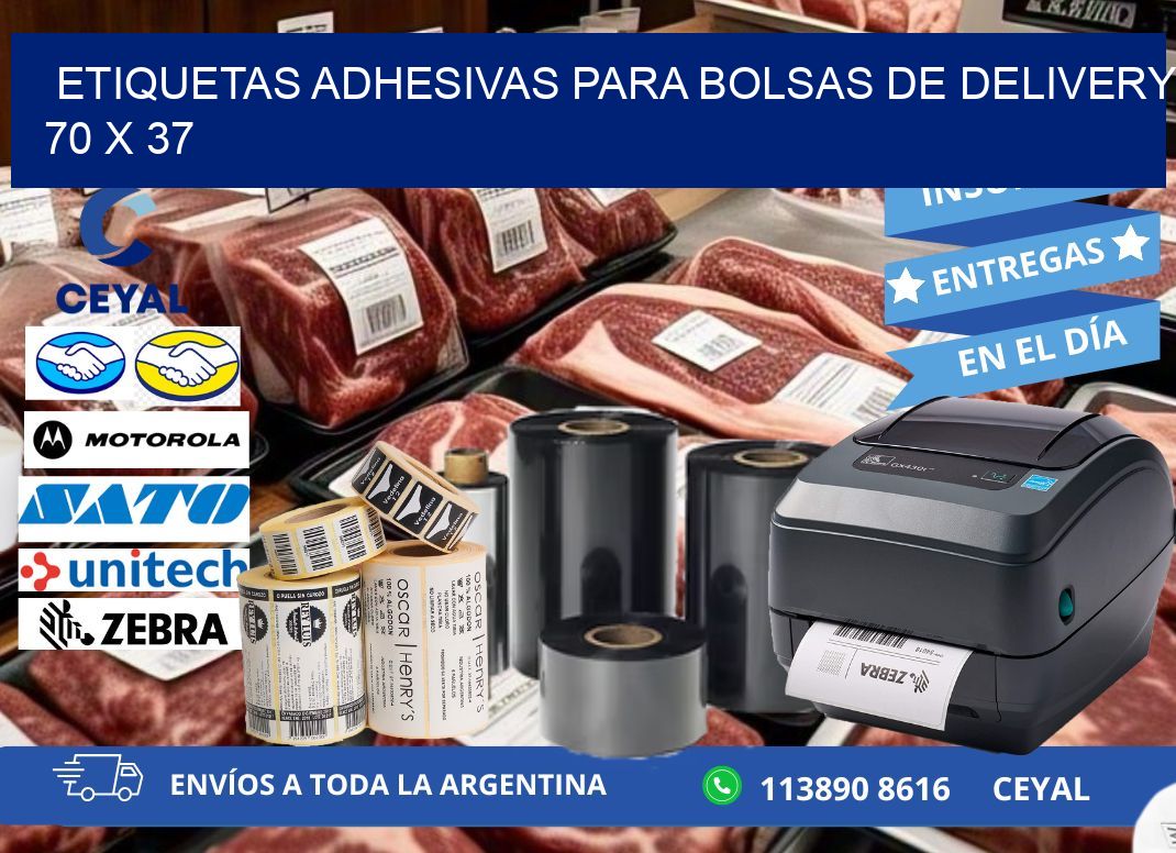 ETIQUETAS ADHESIVAS PARA BOLSAS DE DELIVERY 70 x 37