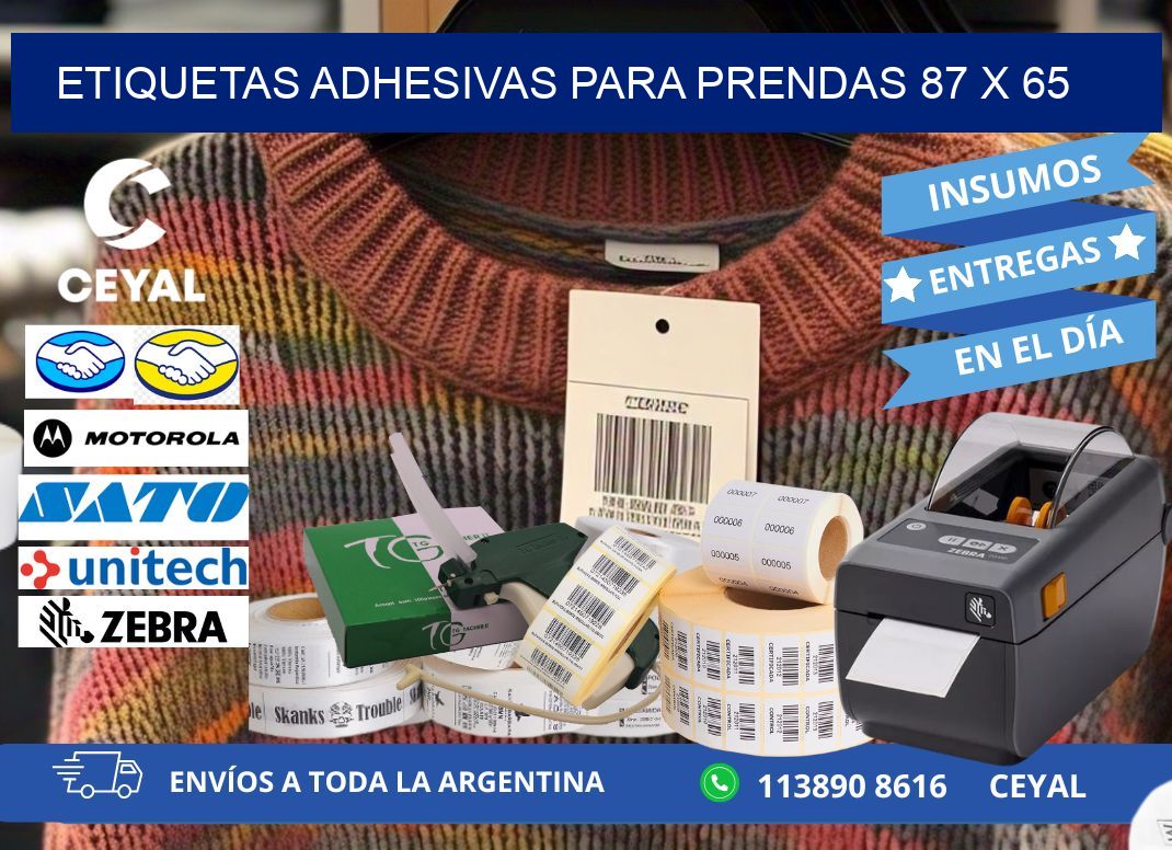 ETIQUETAS ADHESIVAS PARA PRENDAS 87 x 65