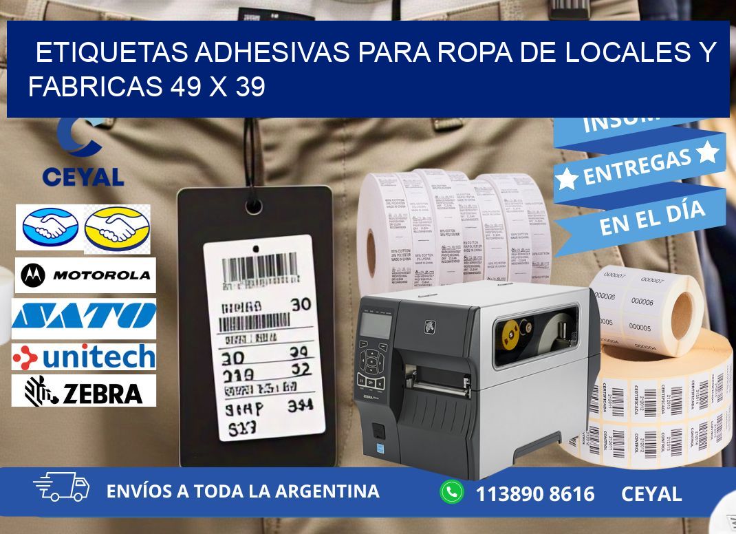 ETIQUETAS ADHESIVAS PARA ROPA DE LOCALES Y FABRICAS 49 x 39