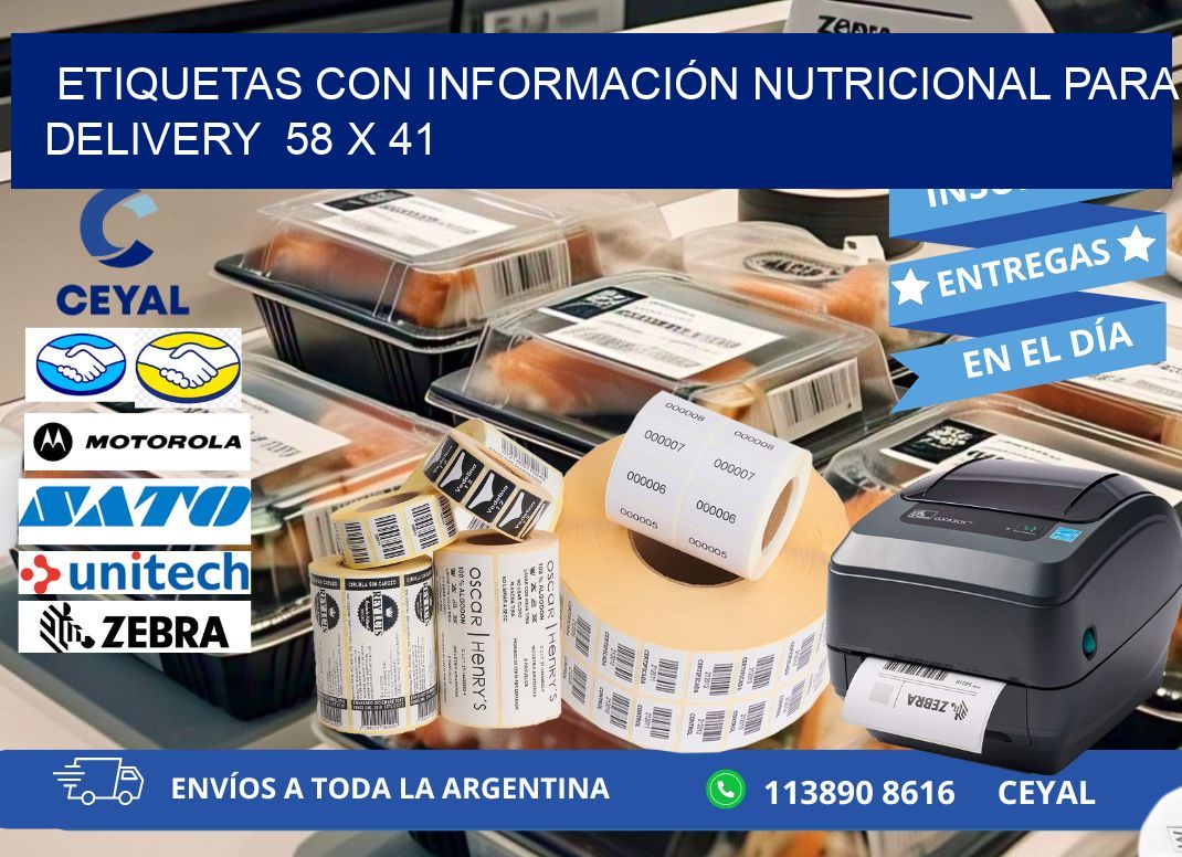 ETIQUETAS CON INFORMACIÓN NUTRICIONAL PARA DELIVERY  58 x 41