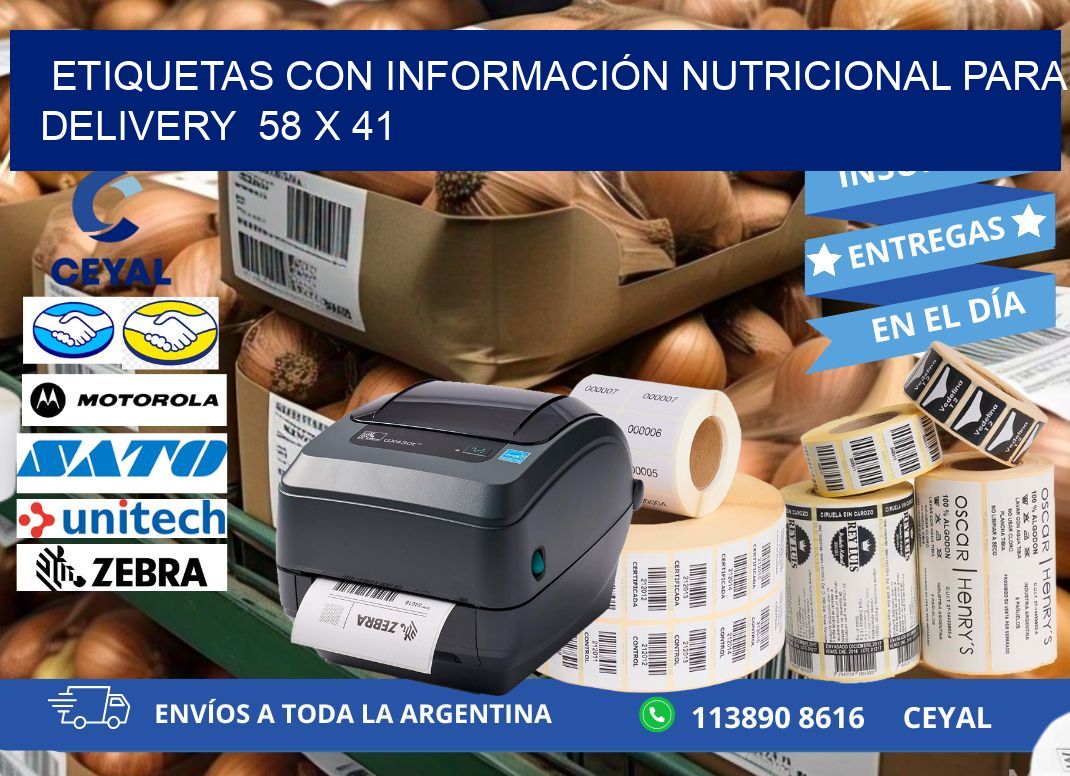 ETIQUETAS CON INFORMACIÓN NUTRICIONAL PARA DELIVERY  58 x 41