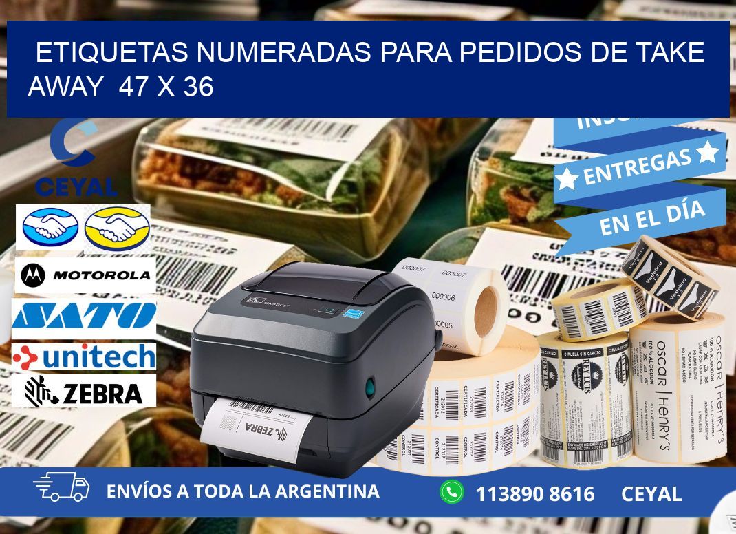 ETIQUETAS NUMERADAS PARA PEDIDOS DE TAKE AWAY  47 x 36