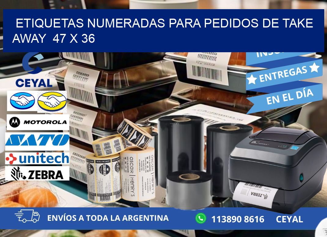 ETIQUETAS NUMERADAS PARA PEDIDOS DE TAKE AWAY  47 x 36