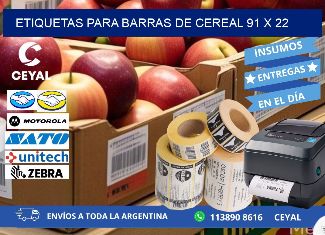 ETIQUETAS PARA BARRAS DE CEREAL 91 x 22