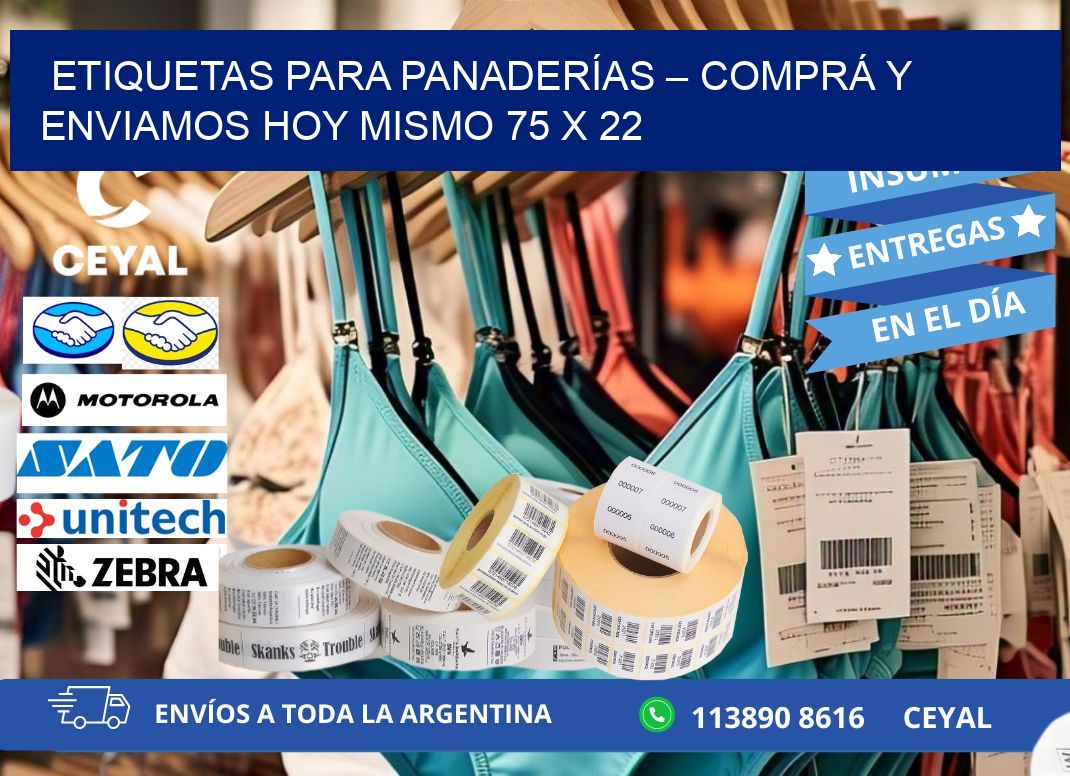 ETIQUETAS PARA PANADERÍAS – COMPRÁ Y ENVIAMOS HOY MISMO 75 x 22