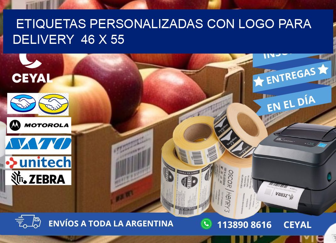 ETIQUETAS PERSONALIZADAS CON LOGO PARA DELIVERY  46 x 55