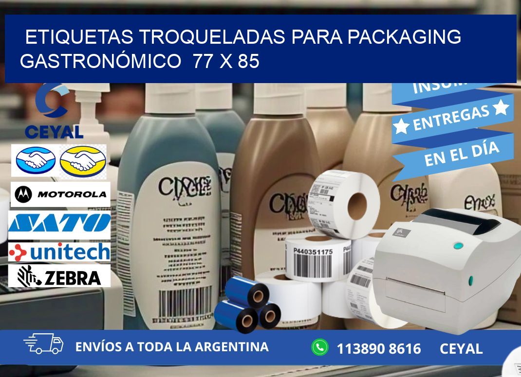 ETIQUETAS TROQUELADAS PARA PACKAGING GASTRONÓMICO  77 x 85