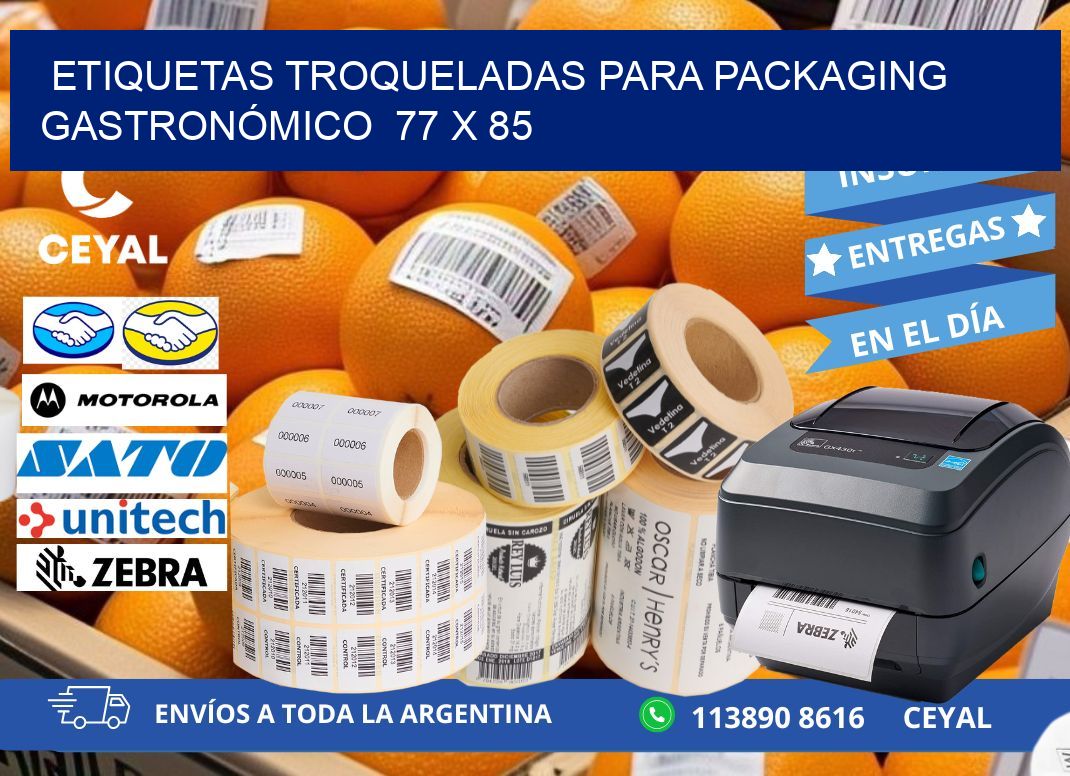 ETIQUETAS TROQUELADAS PARA PACKAGING GASTRONÓMICO  77 x 85