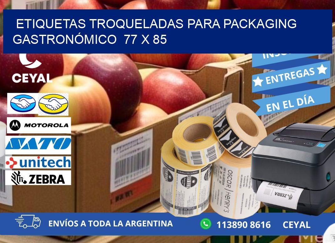 ETIQUETAS TROQUELADAS PARA PACKAGING GASTRONÓMICO  77 x 85