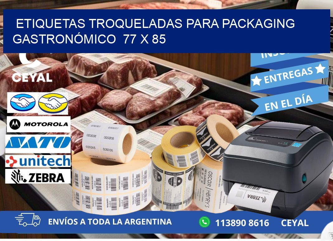 ETIQUETAS TROQUELADAS PARA PACKAGING GASTRONÓMICO  77 x 85