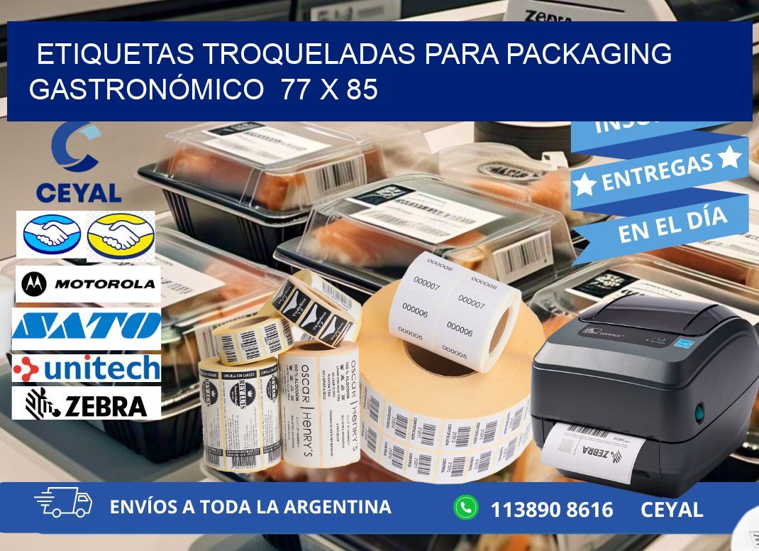 ETIQUETAS TROQUELADAS PARA PACKAGING GASTRONÓMICO  77 x 85